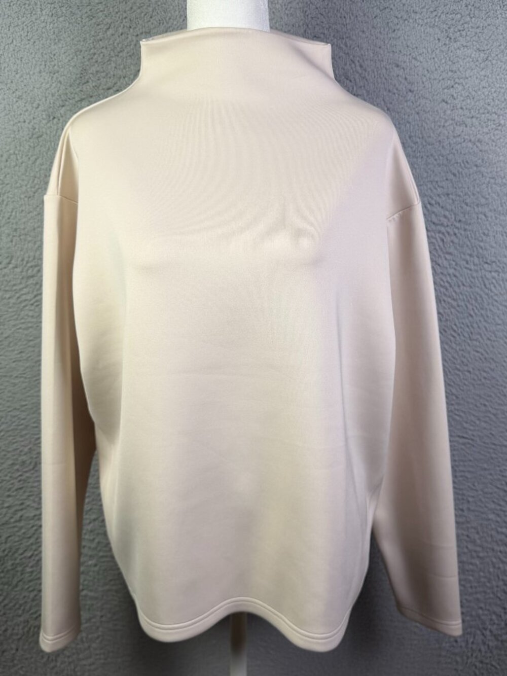 ADAY Like A Boss Mock Neck Pullover Womens Medium Beige Tech Stretch Top